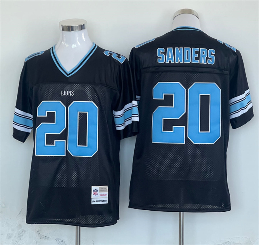 Men's Detroit Lions Barry Sanders Mitchell & Ness Black Legacy Jersey